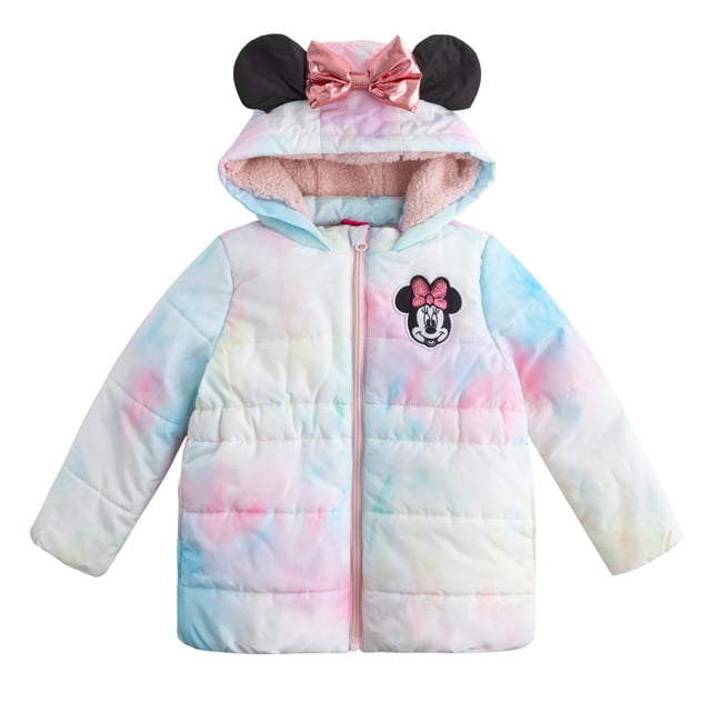 Chaqueta acolchada Disney Minnie Mouse para niñas, Tie Dye, 2T