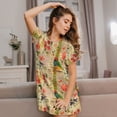 thumbnail image 3 of Easygdp Vintage Bird Camisón de manga corta para mujer, informal, estampado, 3 of 6