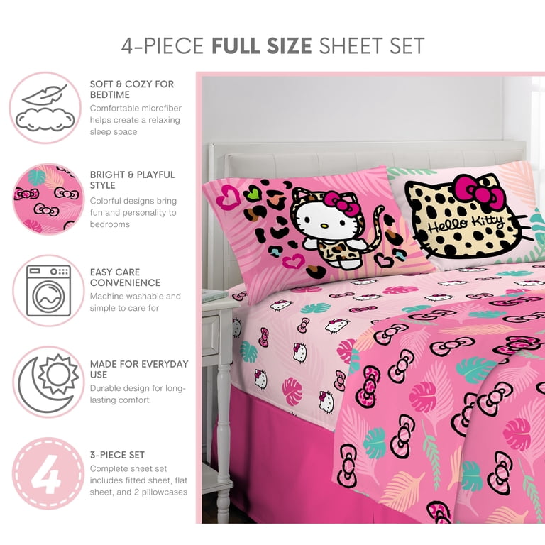 Hello Kitty Kids 4 Piece Pink Sheet Set, Full - Walmart.com