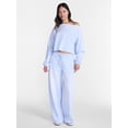 thumbnail image 2 of No Boundaries Mineral Wash Off the Shoulder Sweatshirt, Women's XXS-XXL, 2 of 6