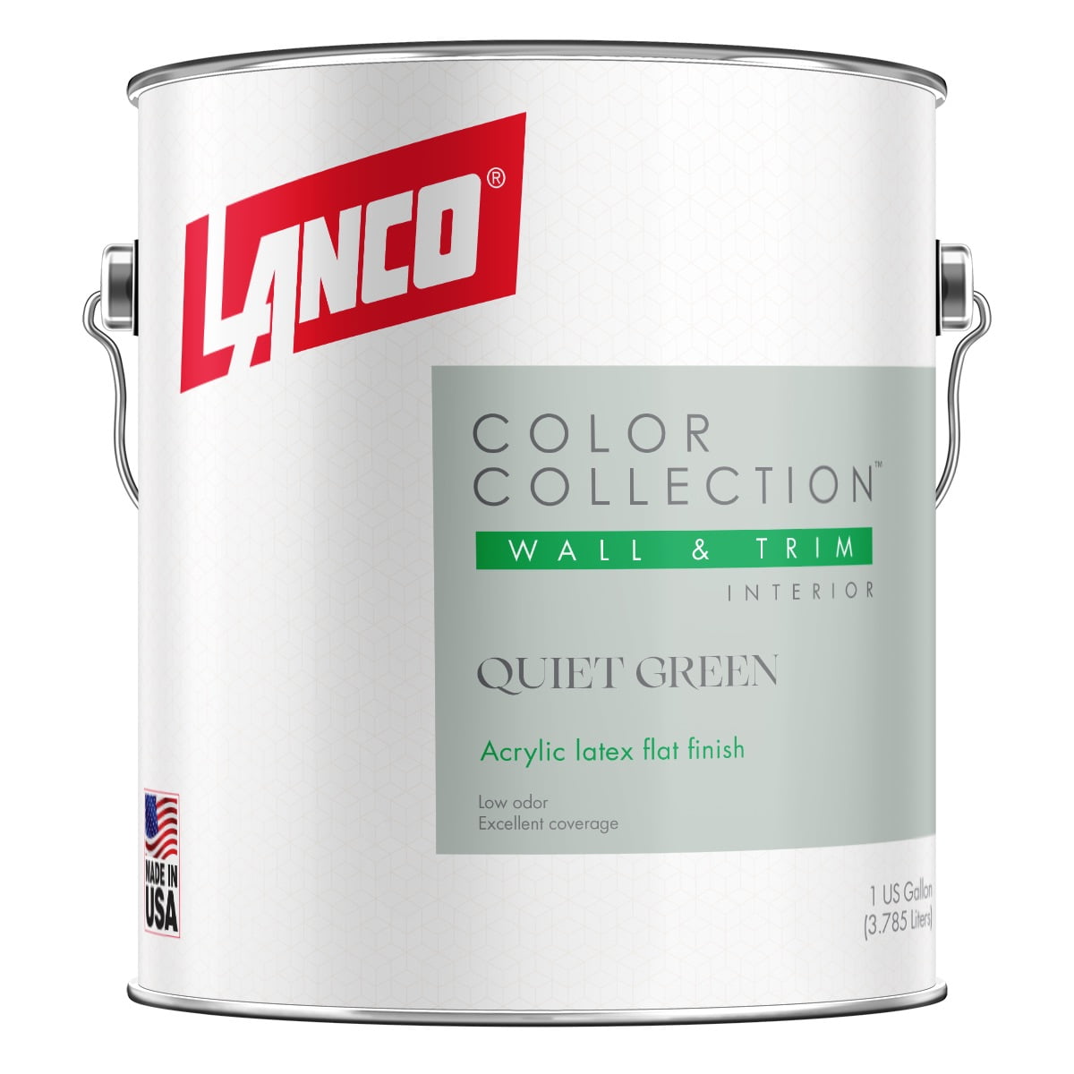 Lanco Color Collection Flat Interior Wall & Trim Paint, Quiet Green, 1 Gallon