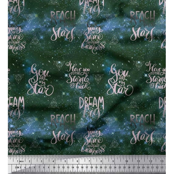 Soimoi Rayon Fabric Text & Sacred Geometry Galaxy Decor Fabric Printed Yard 56 Inch Wide