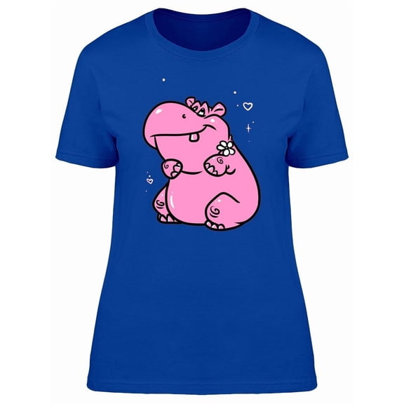 Pink Hippo With A Flower Tee Women's -Image by Shutterstock