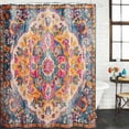 thumbnail image 3 of Blue Pink Waterproof Fabric Shower Curtain,Boho Middle Century Geometric Abstract Waterproof Fabric Shower Curtain for Bathroom Curtains Bathtubs Hotel Shower Curtains with 12 Hooks Extra Long 72x96, 3 of 8