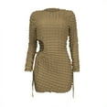 thumbnail image 5 of Kiplyki Women's Long Sleeve Fall Dress Round-Neck Solid Out Mini Dress, 5 of 6