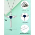 thumbnail image 6 of VESITIM Angel Wings Cross Necklace 925 Sterling Silver Heart Pendant Birthstone Created Sapphire Religious Jewelry for Women, 6 of 7