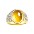 thumbnail image 1 of RYLOS Men's Rings 14K Yellow Gold Nugget Ring with Cabochon Gemstone & Diamonds Citrine Rings For Men Size 13, 1 of 7