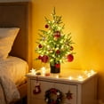 thumbnail image 4 of 2FT Pre-Lit Artificial Norfolk Pine Christmas Tree with LED String Lights,Tabletop Christmas Tree with Multicolored Hanging Christmas Balls Ornaments,for Home,Office,Holiday Xmas Decor, 4 of 6