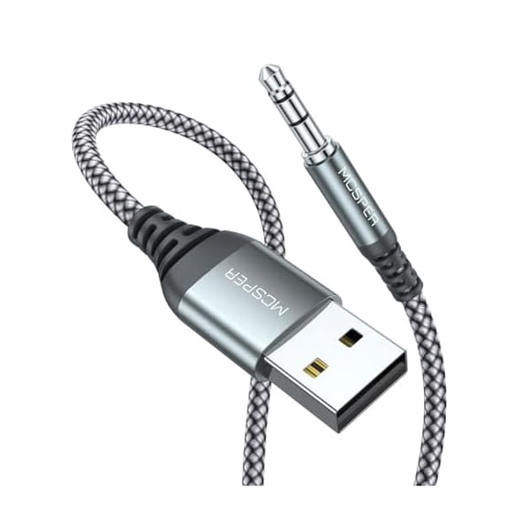 ccwmincc USB to 3.5mm TRS Audio Jack Adapter, (3.3FT) Male to 3.5mm AUX Stereo Audio Cable, Nylon Braided USB to AUX Converter for PC, Laptop, Windows, Headphones