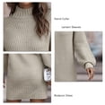 thumbnail image 1 of Bodycon Sweater Dress, Pure Color Casual Ribbed Long Sleeve Bodycon Stand Collar Lantern Sleeves Fashion  For Women For Party ANGGREK Albaricoque XL, 1 of 6