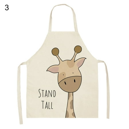 

WindC Comfortable Cotton Flax Apron Extanded Strap Cute Cartoon Animal Pattern Cooking Apron for Home