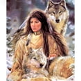 thumbnail image 1 of 30x40cm 5D Pintura de diamante de bricolaje completa, La niña y el lobo, Pintura de punto de cruz de lienzo de diamantes de imitación de diamante de bricolaje por número para decoración de pared Adultos niños ER, 1 of 5