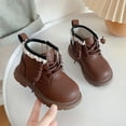 thumbnail image 2 of Kids Winter Boots Girls Snow Boots Cold Weather Ankle Boots Side Zipper Lace Up Non Slip Sole Comfortable Faux Leather Cute Casual Shoes For Little Big Girls, 2 of 6