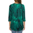 thumbnail image 3 of Timeson 3/4 Sleeve Henley V Neck strectchable Tunic Blouse, Peacock Blue, 3 of 7