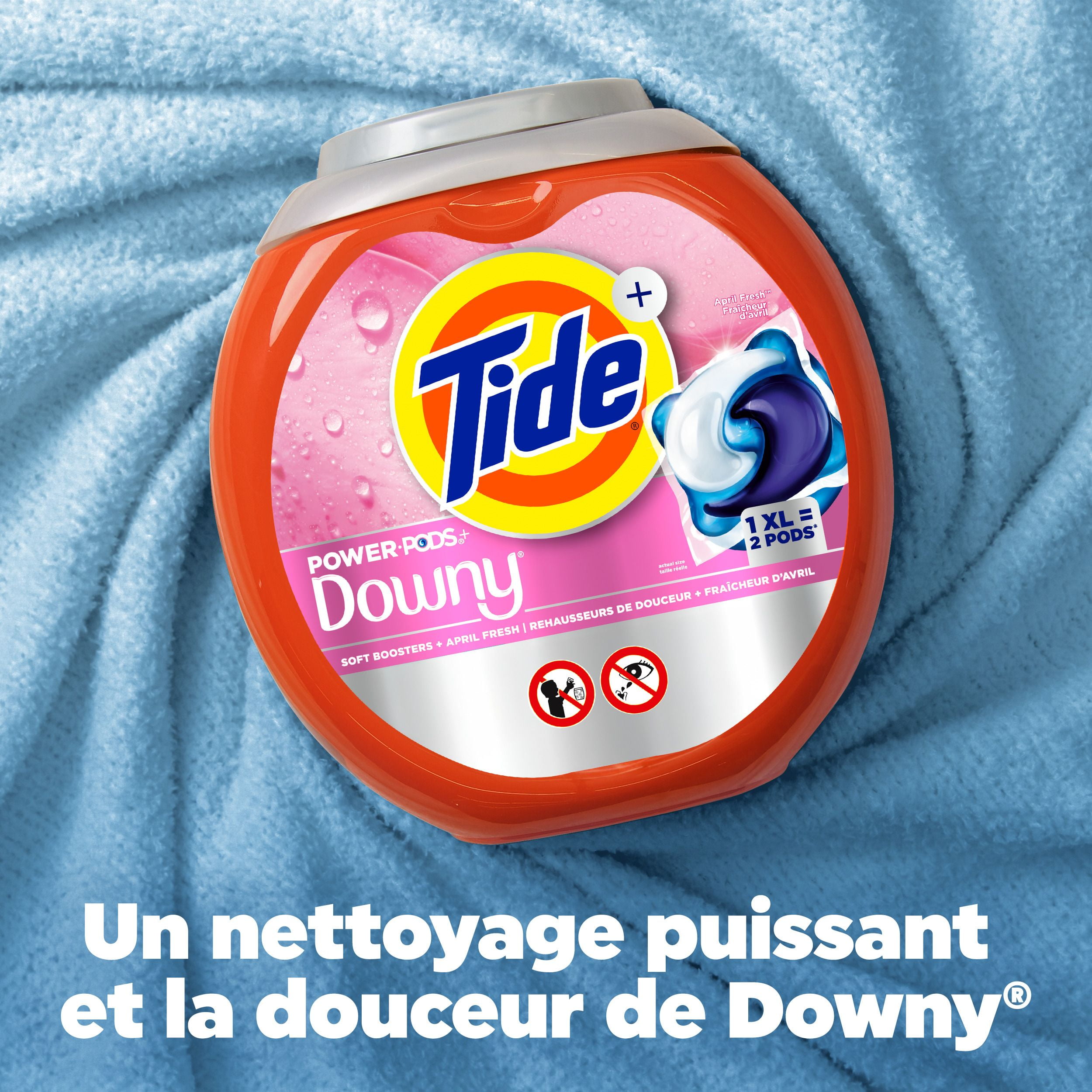 Tide Power PODs + Downy Laundry Detergent Pods, Soft Boosters + April Fresh, Detergent soap pacs for Laundry washing, HE compatible, 63 Count