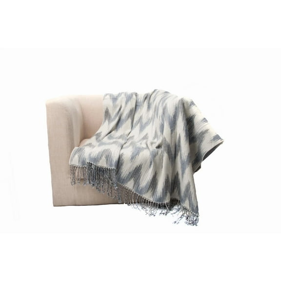 Chloe'S Collection Zig Zag Jacquard Blanket Throw With Fringed 50X60"