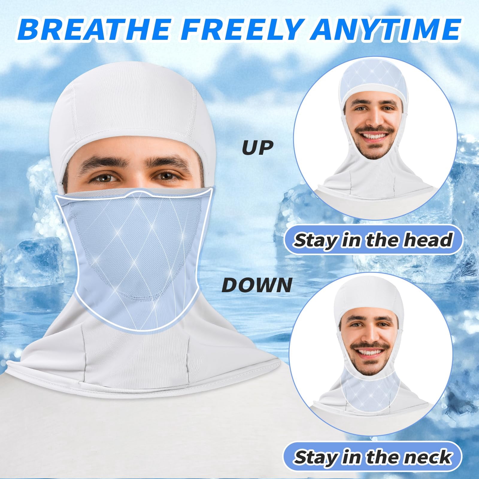 6 Packs Ski Mask Sun Uv Protection Hood Breathable  Balaclava Face For Men Women - Fish
