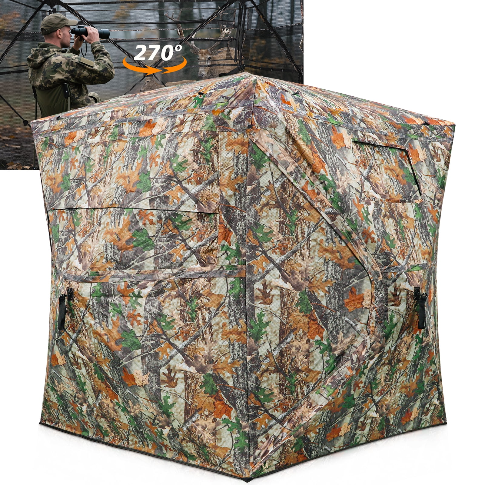 Gymax 3 Person Ground Camo Deer Hunting Blind Tent, Portable
