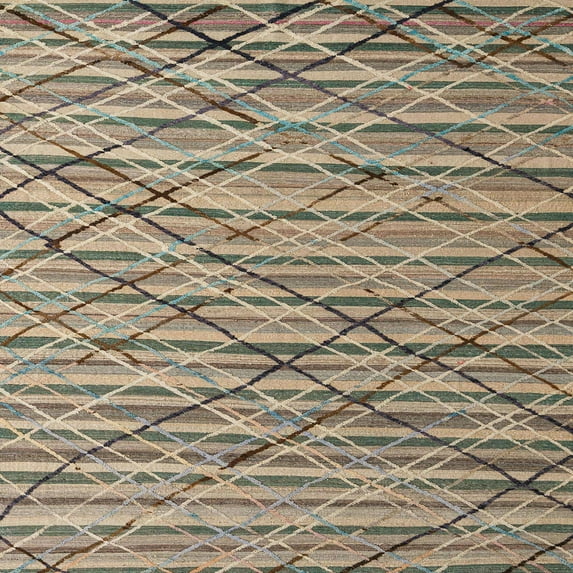 Ahgly Company Machine Washable Indoor Square Abstract Light French Beige Brown Area Rugs, 4' Square