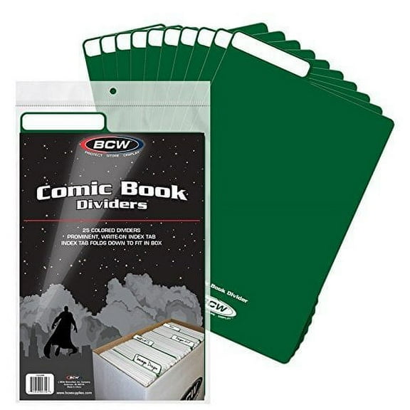 BCW Comic Book Green Tabbed Dividers 7 1/4 X 10 3/4  (25 per pack)