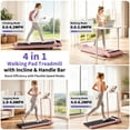 thumbnail image 3 of GARVEE 4-in-1 Folding Treadmill with Incline and Handlebar,3.0HP Under Desk Walking Pad,Smart App/Remote,0.6-6.2 MPH,LED Display,Pink, 3 of 9