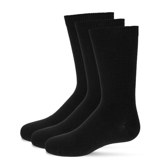 MeMoi Boys' 3 Pair Pack Thin Ribbed Cotton Blend Crew Socks - Boys - Male, 10-12, Navy