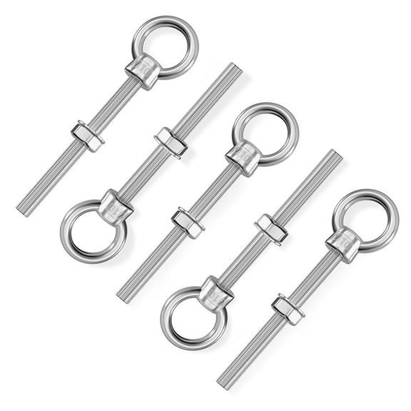 5 Pack Eye Bolt 3/8Inch X 4Inch Long, Stainless Steel Welded Extension Bolts Swing Basket Suspension Fittings,5 * Mechanical Eye Bolts,Silver