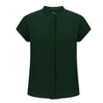 thumbnail image 3 of Fashion $15 & under Olyvenn Women's Short Cape Sleeve Mock Neck Dressy Blouse Shirts Business Elegant Trendy Plain Solid Soft Cmofy Work Tops Green 6, 3 of 5
