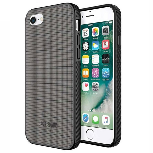 Funda JACK SPADE para iPhone SE iPhone 8 y 7 diseño translucido cuadricula Humo
