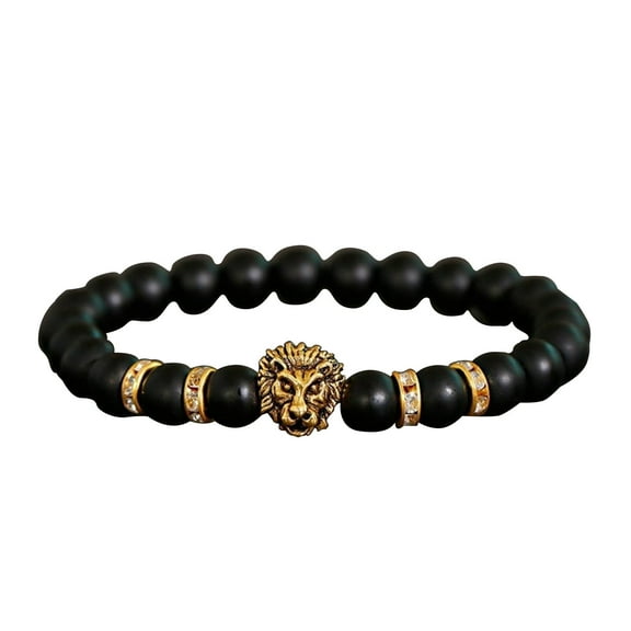 SUSHANG Stone Lion Head Bracelet Beaded Bracelets for Men Women 8Mm Tiger Eye Bead Bracelet Adjustable Natural Lava Rock Stone Oil Anxiety Aromatherapy Bracelets Jewelry Gifts