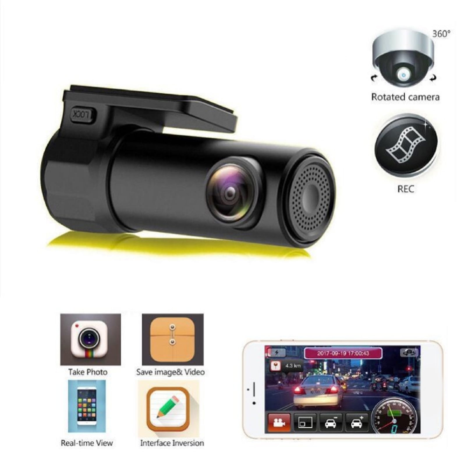 Car DVR Camera Video Recorder 1080p HD USB 170degree for Android 4.2 /4.4 Q5V8 