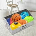thumbnail image 3 of Brabtod Dog Toys Storage Bins-Foldable Fabric Trapezoid Organizer Boxes with Weave Rope Handle,Large Collapsible Basket for Shelves,Dog Apparel GreyStrip, 3 of 7