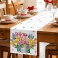 thumbnail image 5 of Spring Flowers Table Runner - 90 Inch Long Watercolor Floral Leaves Butterflies Plant Cotton and Linen Blended Dress Scarves Farmhouse Table Runner for Kitchen Dining, Coffee Table, 13" x 90", 5 of 8
