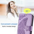thumbnail image 3 of Étui Portefeuille pour iPhone 7/8 plus, Étui de Protection en Cuir PU à Rabat avec Sangle de Poignet et Fentes pour Cartes Support de Poche Embossé Papillon Fleur Étui pour iPhone Violet Clair, 3 of 7