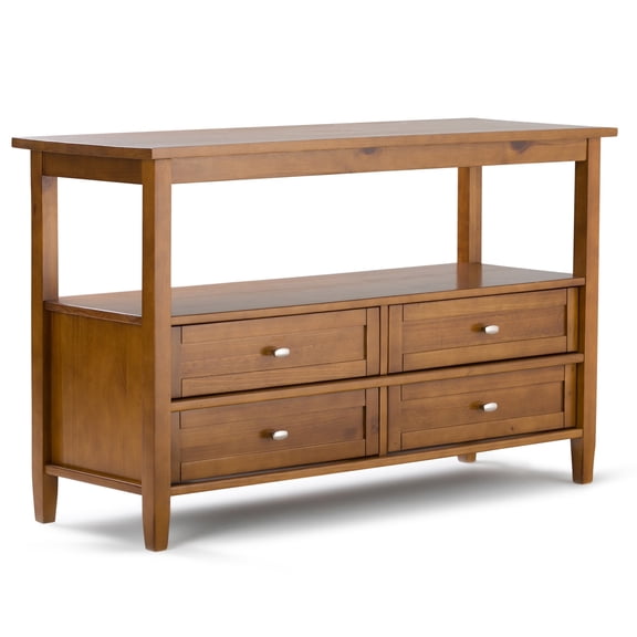 Simpli Home Warm Shaker 48 inch Wide Solid Wood Transitional Console Sofa Table in Light Golden Brown