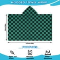 thumbnail image 2 of Teal and Black Checkerboard Pattern Hooded Bath Towel，50"x30" for Ages 3 To 12 Kids, Quick Dry Lightweight Soft Microfiber Hood Beach Towel Cover Up for Kids, 2 of 7