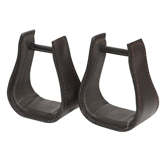 Hilason Western Saddle Dark Brown Leather Covered Horse Stirrups