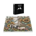 thumbnail image 4 of Ambesonne Rustic Jigsaw Puzzle, Vintage Farm Pig and Horse, Heirloom-Quality Fun Activity for Family Durable Cardboard, 1000 pcs, Mustard Green Taupe, 4 of 5