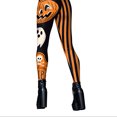 thumbnail image 4 of Guardurnaity Pantalones ajustados de yoga con estampado de calavera y rayas de esqueleto elásticos de licra, buenos para la piel y para Halloween. Prendas para la parte inferior del cuerpo S, 4 of 6