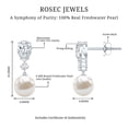 thumbnail image 4 of Rosec Jewels Freshwater Pearl Drop Earrings with Moissanite for Women - AAA Quality, 925 Sterling Silver, 4 of 6