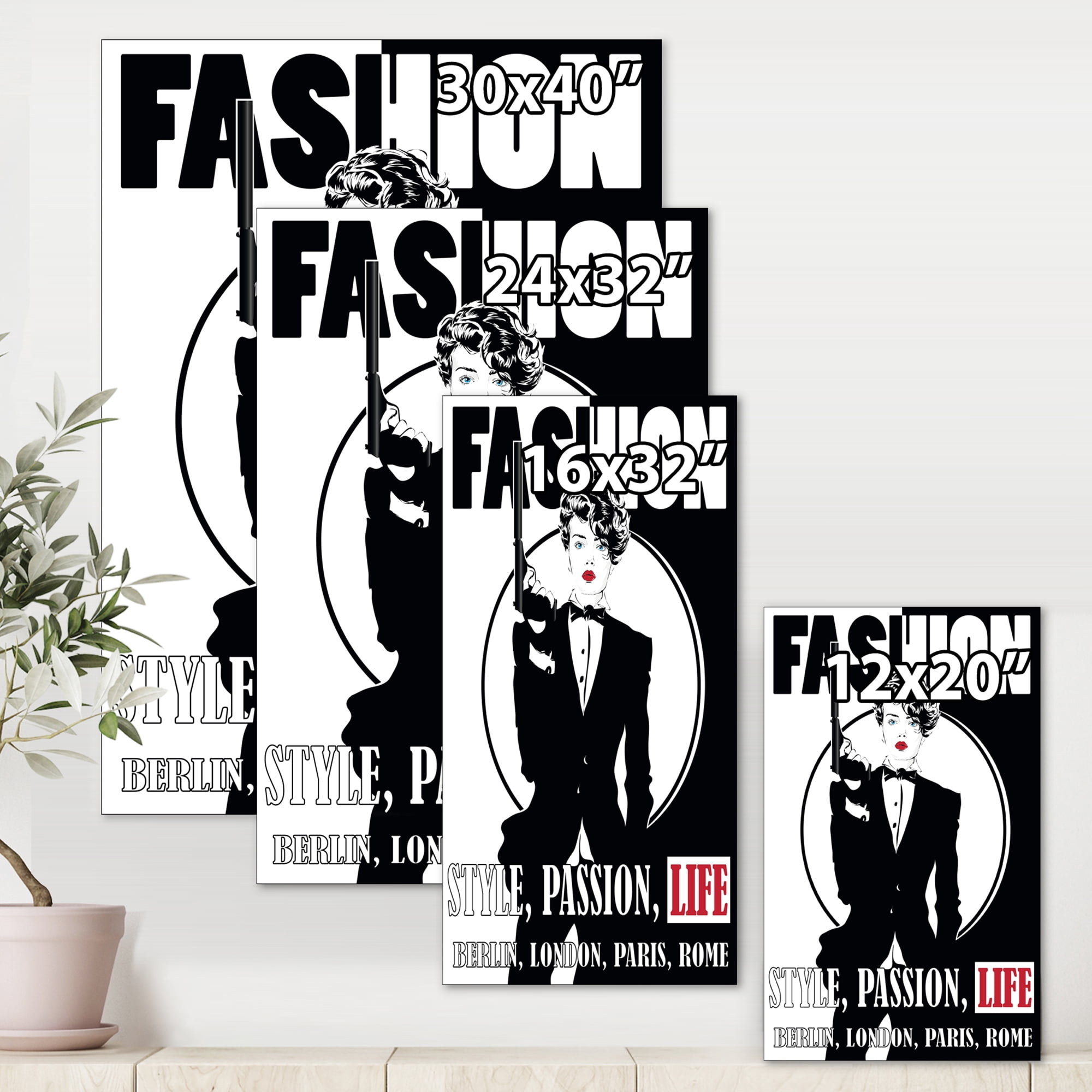 Designart ' Style Passion Life Fashion Woman II ' Vintage Canvas Wall Art Print