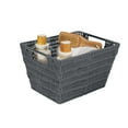 thumbnail image 4 of Simplify Medium Rattan Storage Tote Basket in Charcoal, 4 of 6