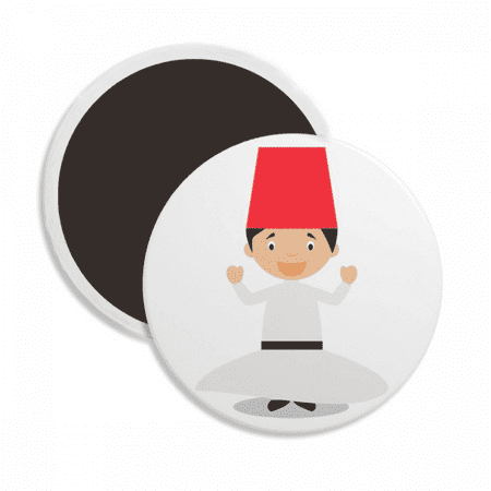 

White Whirling Dervishe Cartoon Round Ceracs Fridge Magnet Keepsake Decoration