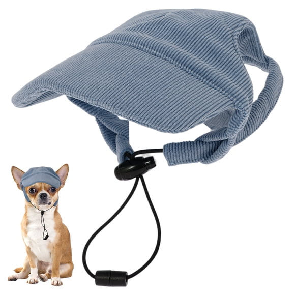 Sombrero para perros Unique Bargains para protección solar, sombrero visor de verano para perros y gatos con agujeros para las orejas, sombrero ajustable para cachorros, tocado pequeño azul