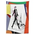 thumbnail image 3 of Ambesonne Eiffel Tablecloth Rectangular Table Cover, Tower Walking Girlrt, 60"x84", Orange, 3 of 4