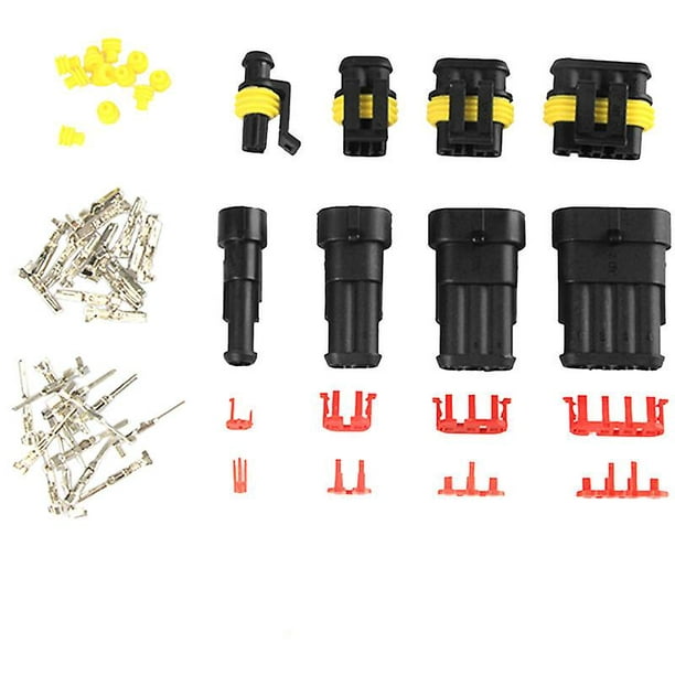 352 Pcs Waterproof Car Electrical Wire Connector Terminal Plug Kit Set 1 2  3 4 Pin Truck Plug Car Spark Connector Assorted Box Portable, Model: Black