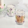 thumbnail image 2 of Yayeee 4 Pack Qtip Holder Bathroom Cotton Swab Canister with Lid Clear Dispenser Set, Purple Birds, 2 of 6