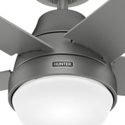 Hunter 52 inch Indoor Ceiling Fan with LED Light and Remote Control - Silver Modern Smart Ceiling Fan, Standard Mount, 5 Blades, For Bedroom, Living Room, or Kitchen - Aerodyne 51315, Matte Silver