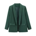 thumbnail image 3 of Lovskoo Womens Casual Blazers Open Front Crop Blazer Jacket Turn Down Collar Long Sleeve Lightweight Work Office Coat Cardigan Green, 3 of 5