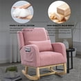 thumbnail image 4 of 27.5"W Rocking Chair, Teddy Upholstered Recliner Chair with Lumbar Pillow and Side Pockets, Comfy Accent Living Room Chairs with Non-slip Feet for Reading Room, Bedroom, Pink, 4 of 7